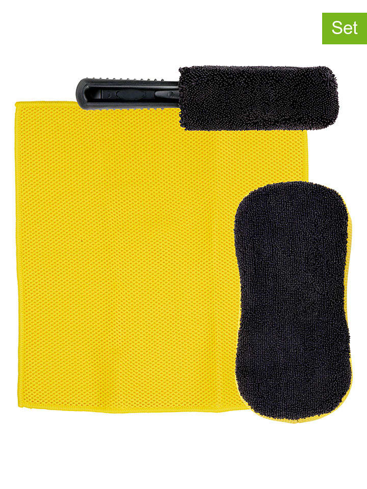 Dunlop 3tlg. Auto-Reinigungsset in Schwarz/ Gelb - onesize
