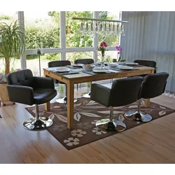 6er-Set Esszimmerstuhl Houston, Küchenstuhl Drehstuhl Stuhl, Kunstleder Chrom MVG-zertifiziert ~ braun