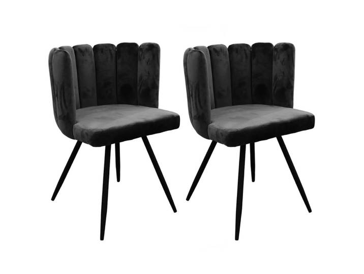 Lot de 2 chaises velours noir et métal noir