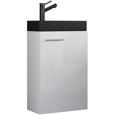 Waschtisch VCM "2-tlg Waschtisch Slito Toilette schmal Schwarz", weiß, B:41cm T:22cm, Waschtische, Waschtisch
