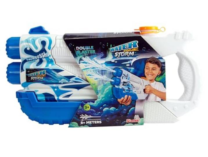 Waterzone Storm Double Blaster, farbig Bedruckt, Pumpmechanismus, Doppelstrahl, Tankvolumen: 900ml, Reichweite: 8m, 36cm, ab 3 Jahren