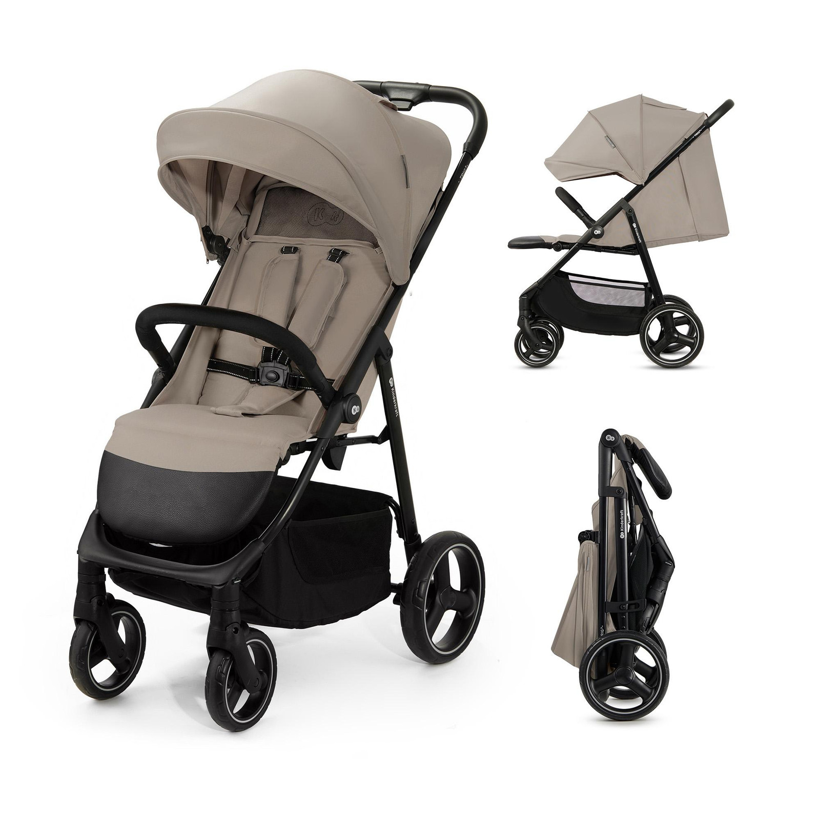 Kinderkraft Trig 3 Lichtgewicht kinderwagen met zonnescherm, Beige
