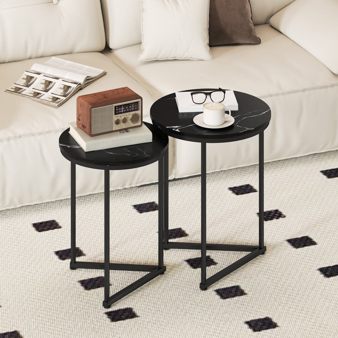 17 Stories Nesting Tables Black 55cm H X 45cm W X 45cm D