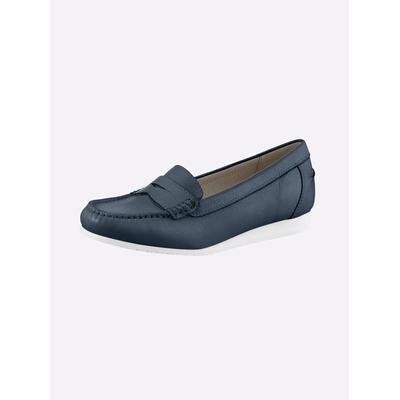 Slipper CASUAL LOOKS, Damen, Gr. 38, blau (rot), Glattleder, Leder, Schuhe Slipper
