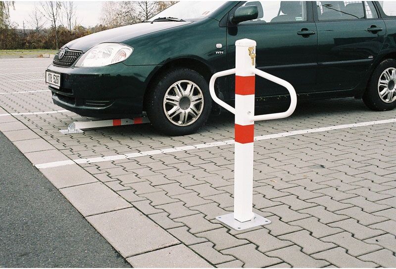 B2B Partner Parkplatzsperre - Absperrpfosten, Schmetterling, klappbar, weiß