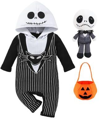 PRiME Baby Boys Jumpsuits, Horror Jack Romper Costume, Nightmare Before Christmas Halloween Cosplay Party Clothes 3 Pcs 18 24m(100)