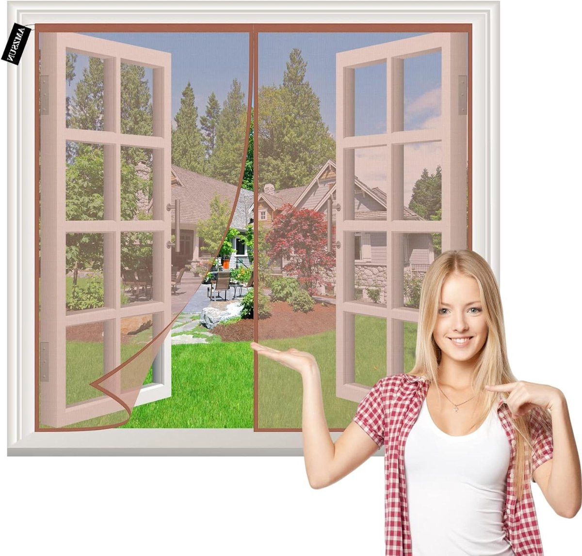 Magnetisch insectengaas voor ramen - Bruin - 120 x 175 cm