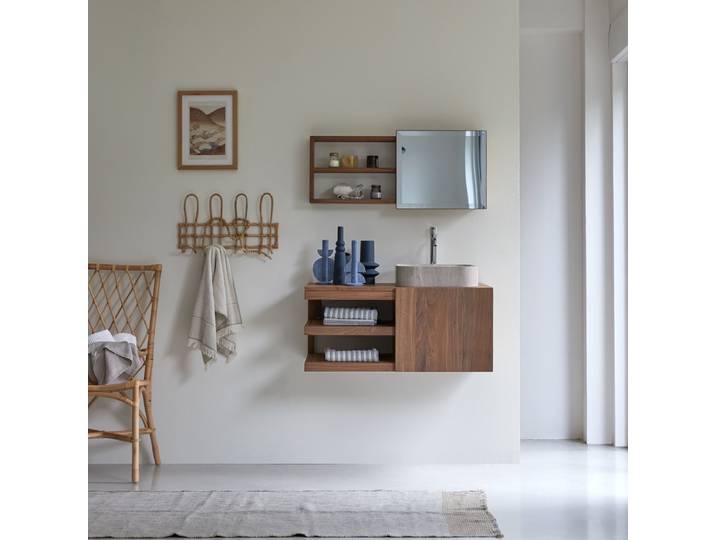Badezimmerschrank aus Nussbaumholz 90 Typo - Dunkelbraun