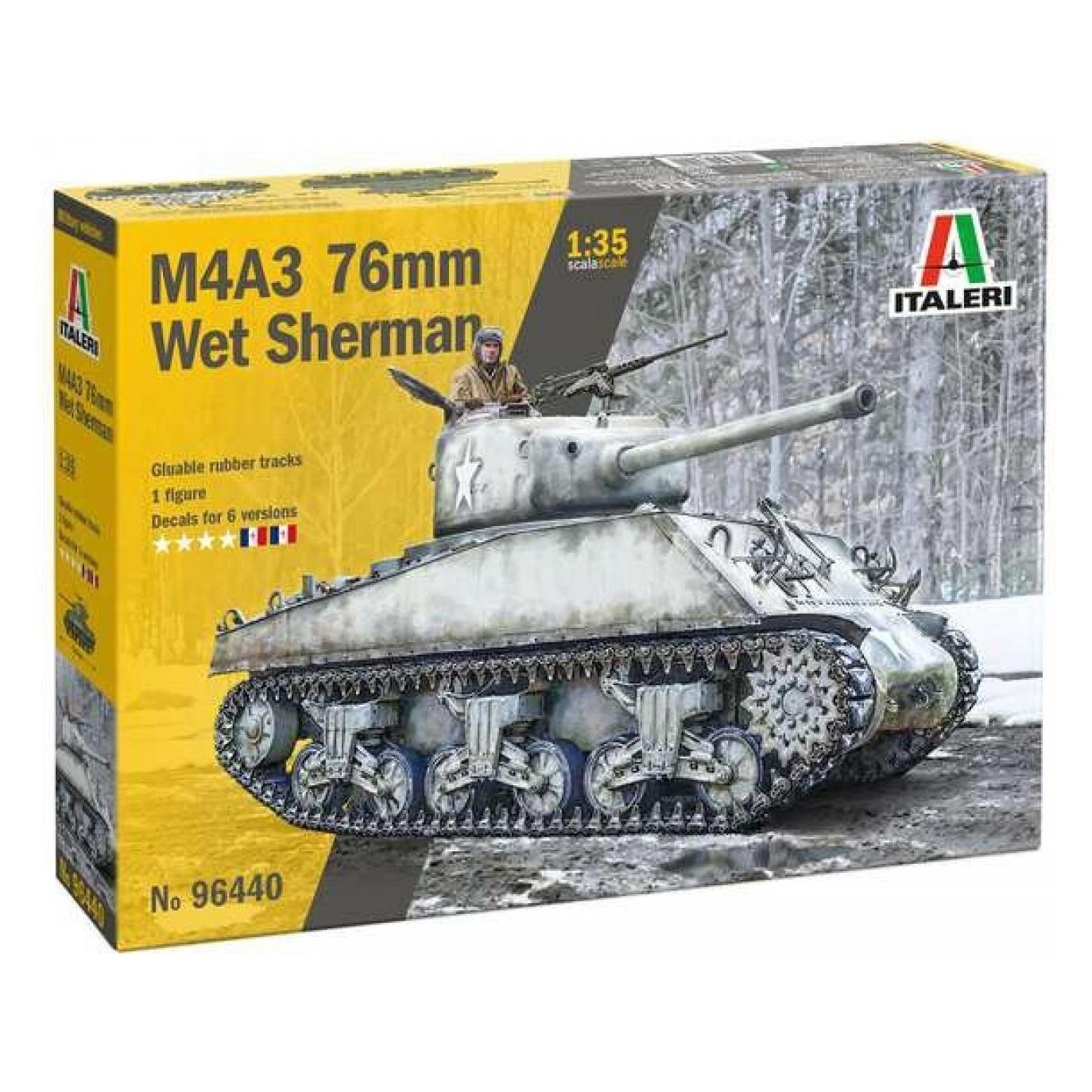 Italeri 96440 M4A3 76mm Wet Sherman, 1:35 Scale, Plastic Model Kit/Model Assembly (510096440)