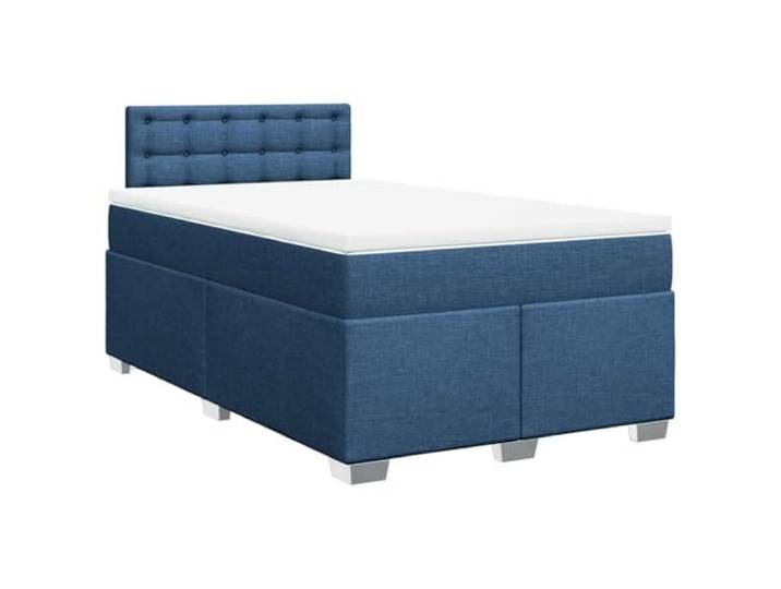 PUGYNBK Boxspringbett, 120 x 190 cm, mit blauer Matratze Taschenfederkerne, Polyestergewebe, Kopfteil, stabile Beine, Lattenrost