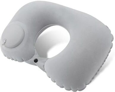 Uplift Essentials Inflatable Neck Pillow With Built In Air Pump For Travel And Camping grey
