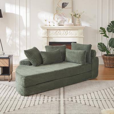 78.5-Inch Corduroy Semi-Circular 2-in-1 Sofa Bed,Designer Recliner with Pillow