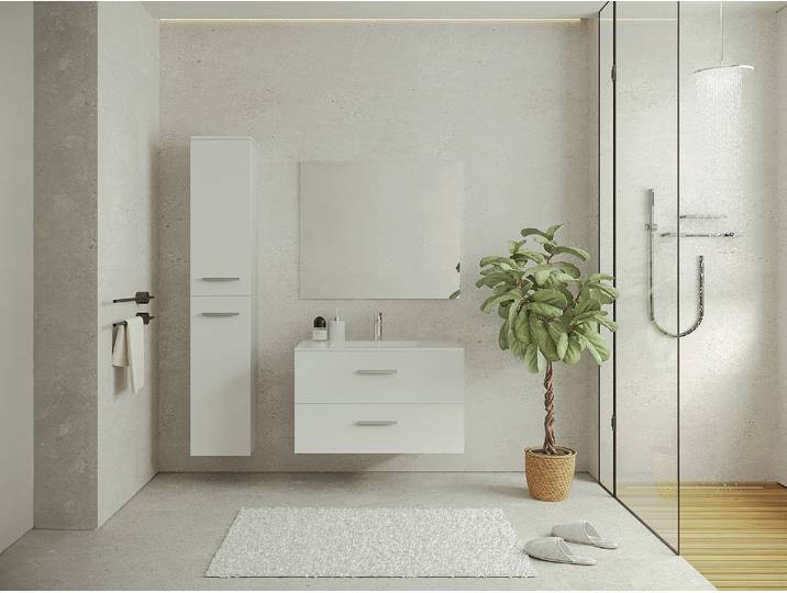 Hängender Badezimmerschrank mit 6 Regalen - Weiß - 30 x 25 x 160 cm - KAYLA