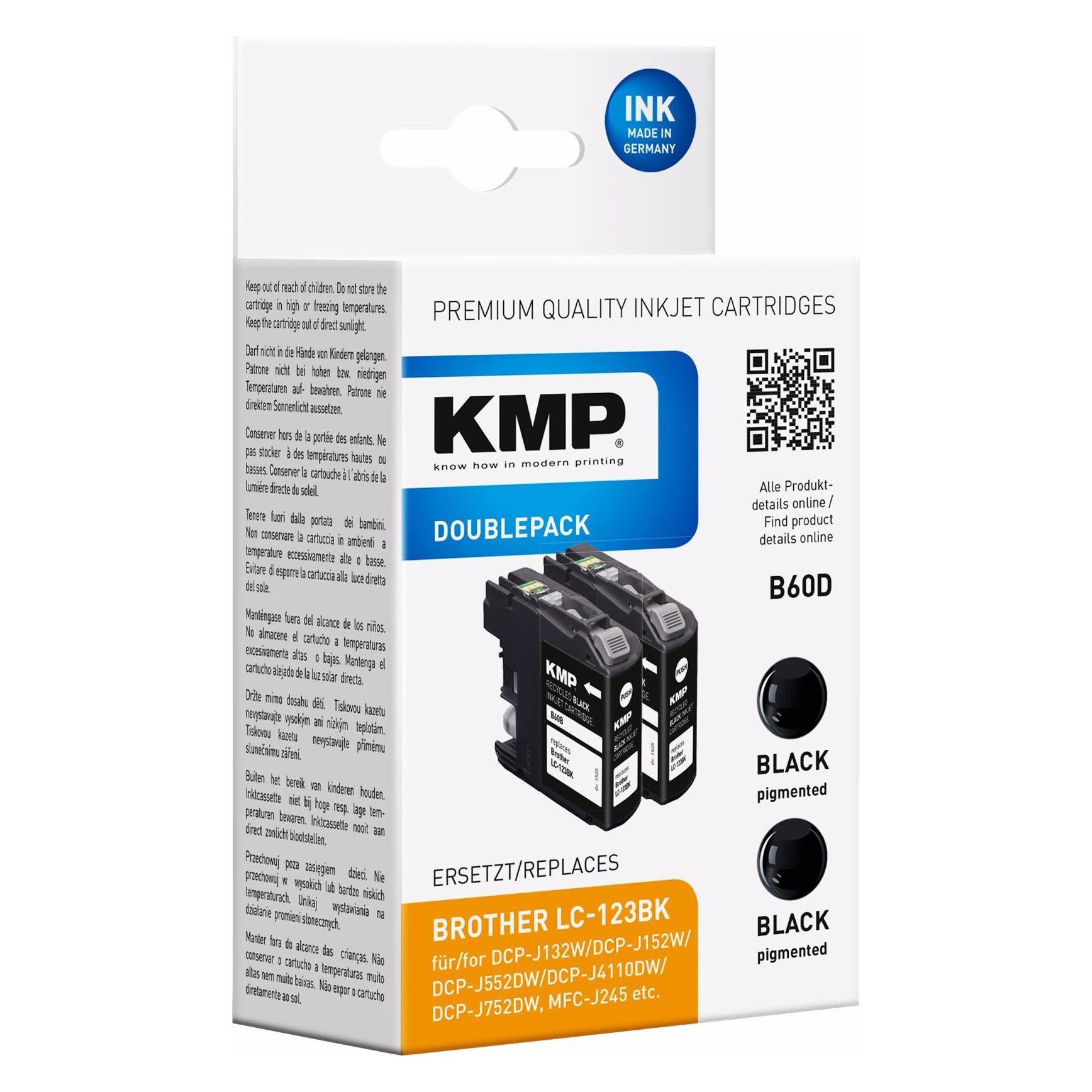KMP DOUBLEPACK B60D - 2er-Pack - 14.1 ml - Schwarz  - Tintenpatrone (Alt (BK) (1525,4021)