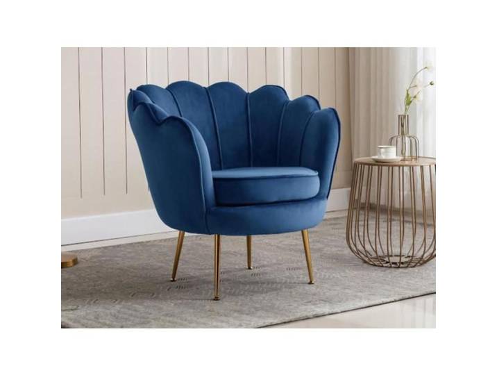 Fauteuil coquillage en velours bleu nuit DANDELION