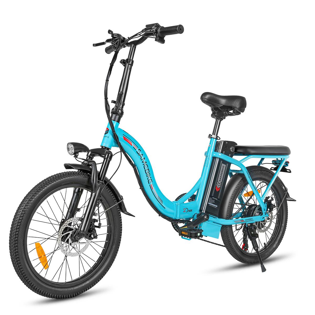 CY20 Elektrofahrrad für den Stadtverkehr, 20-Zoll-Räder, 36 V / 12 Ah, mechanische Scheibenbremsen vorne und hinten, 150 kg, hellblau