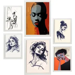 POSTER Set Mit 6 Verlockend In Damenplakat A3 & A4 Weißer Rahmen