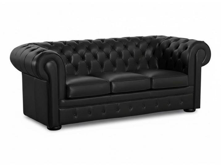 JVmoebel Chesterfield-Sofa Schwarzes Leder Sofa im Chesterfield-Stil mit klassischem Design, 1 Teile, Made in Europa