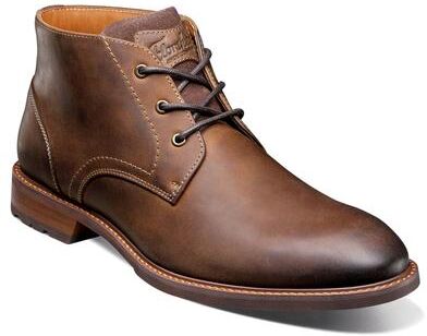 Florsheim Lodge Plain Toe 3-Eye Chukka Boot - Mens 8.5 Brown Boot Medium