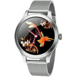 TPFNet Damen Smart Watch / Fitness Tracker IP68 - Milanaise Armband - Android & IOS - Silber