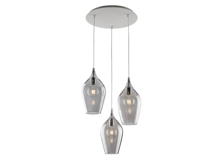 Bonetti Illumina Ares Eigentijdse kroonluchter van metaal, rookgrijs, 3 lampen, E27