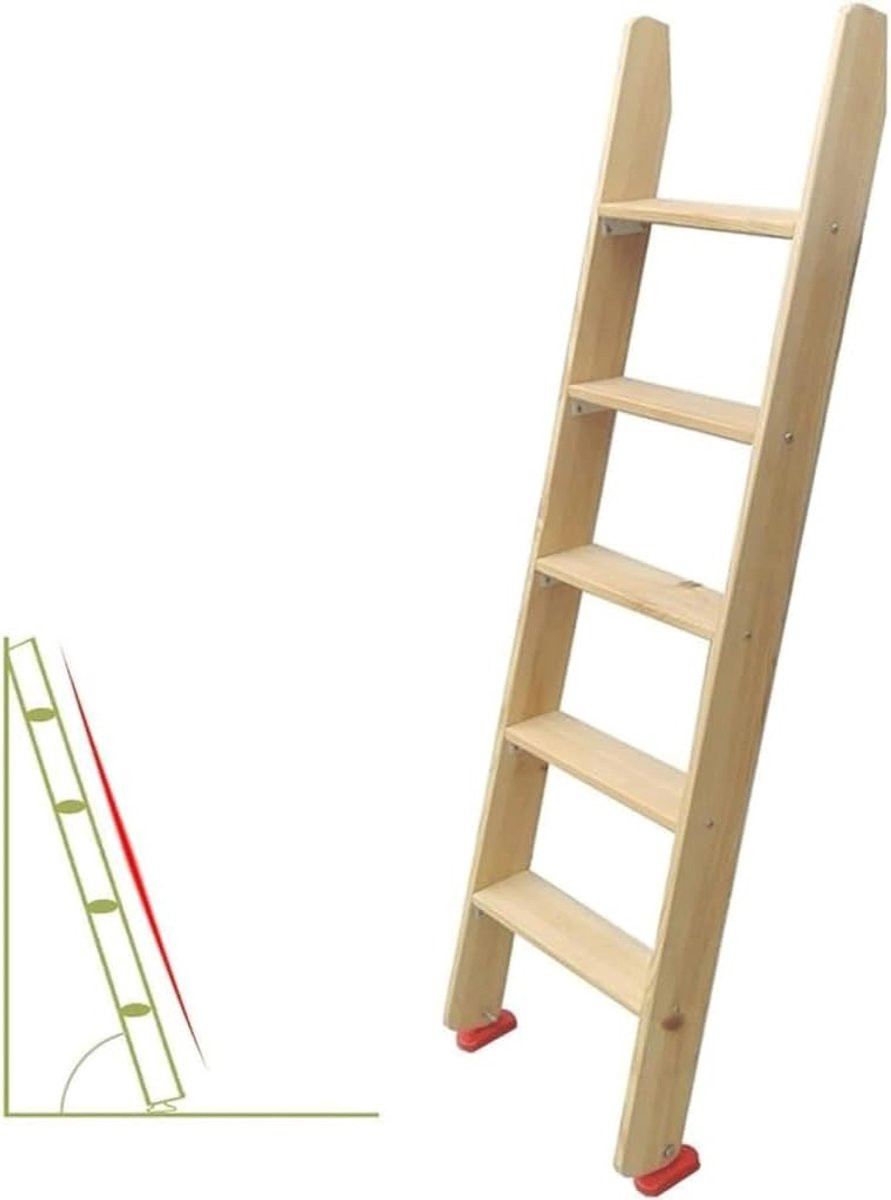 Houten klimladder voor stapelbed, 150 cm hoog, natuurlijk hout