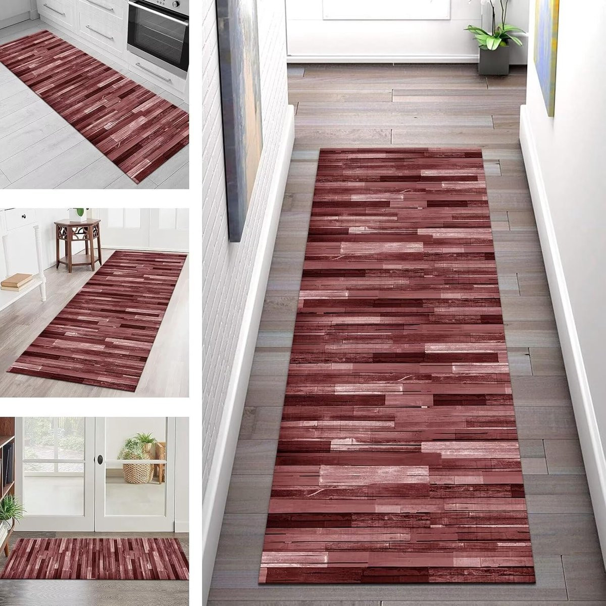 Antislip Tapijtloper Runner Vintage Rood voor Woonkamer, Keuken of Gang