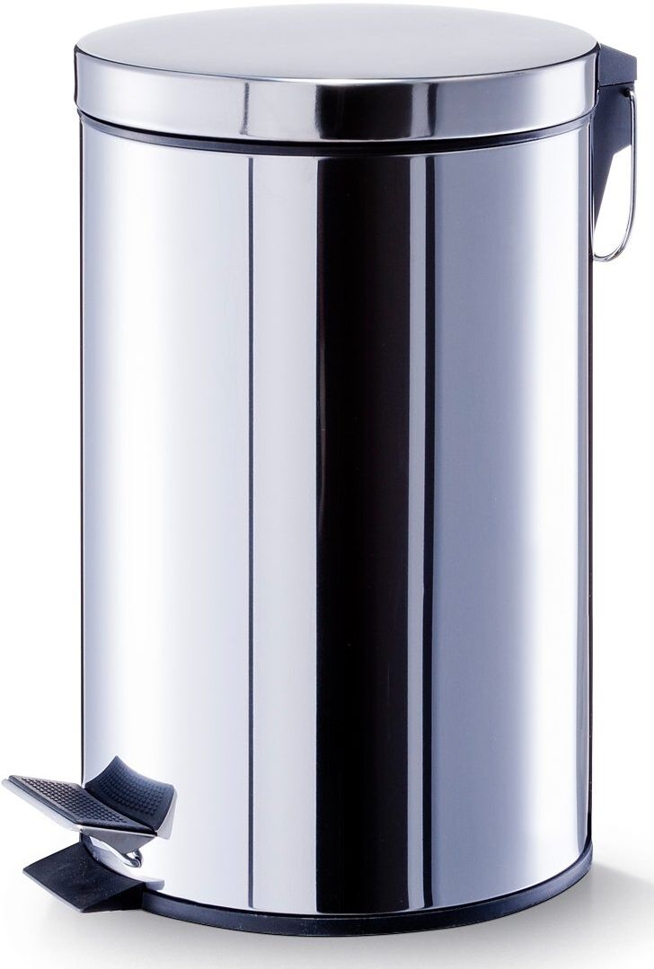 Mülleimer ZELLER PRESENT, silber (silberfarben), H:40cm Ø:27cm, Edelstahl, Mülleimer, Mülleimer, verchromter Edelstahl