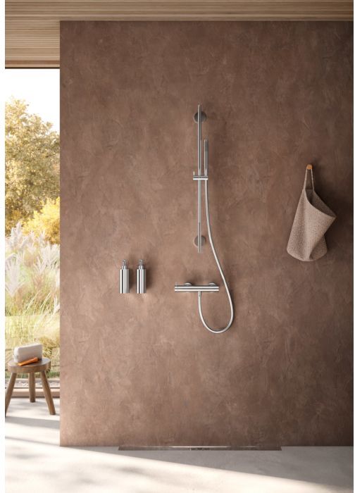 Herzbach MODUL7 seven round Dusch-Wandstange 11.965900.1.01 100cm, stufenlos verstellbar, chrom