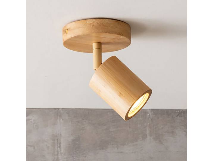 Plafonnier Java Ø 12cm Beige/Beige Matériau : Bambou, Métal Type de métal : Fer GU10