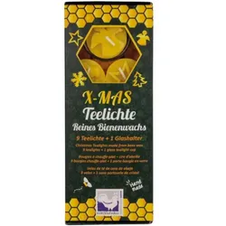 Bienenwachs - Weihnachts-Teelicht mit Glashalter