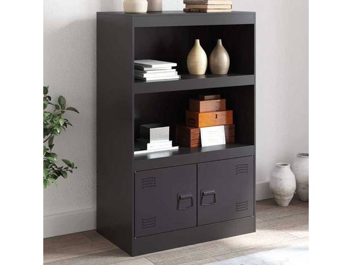 Buffet-Meuble de rangement noir 67x39x107 cm acier 483160