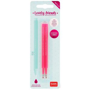 Legami Gelschreibermine Lovely Friends, REFCPP0007, Strichbreite 0,5mm, neonpink, 2 Stück