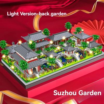 Uplift Essentials Micro Suzhou Garden Building Blocks Traditional Chinese Architecture High Yield Creative Interaction Hub 3888 Pcs Led Light B