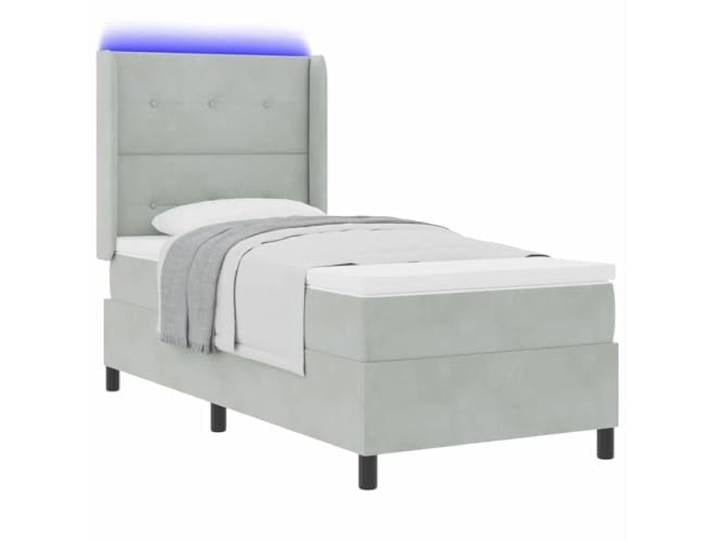 KKgypkn LED Boxspringbett Hellgrau 80 x 200 cm Samt mit Matratze und LED-Beleuchtung