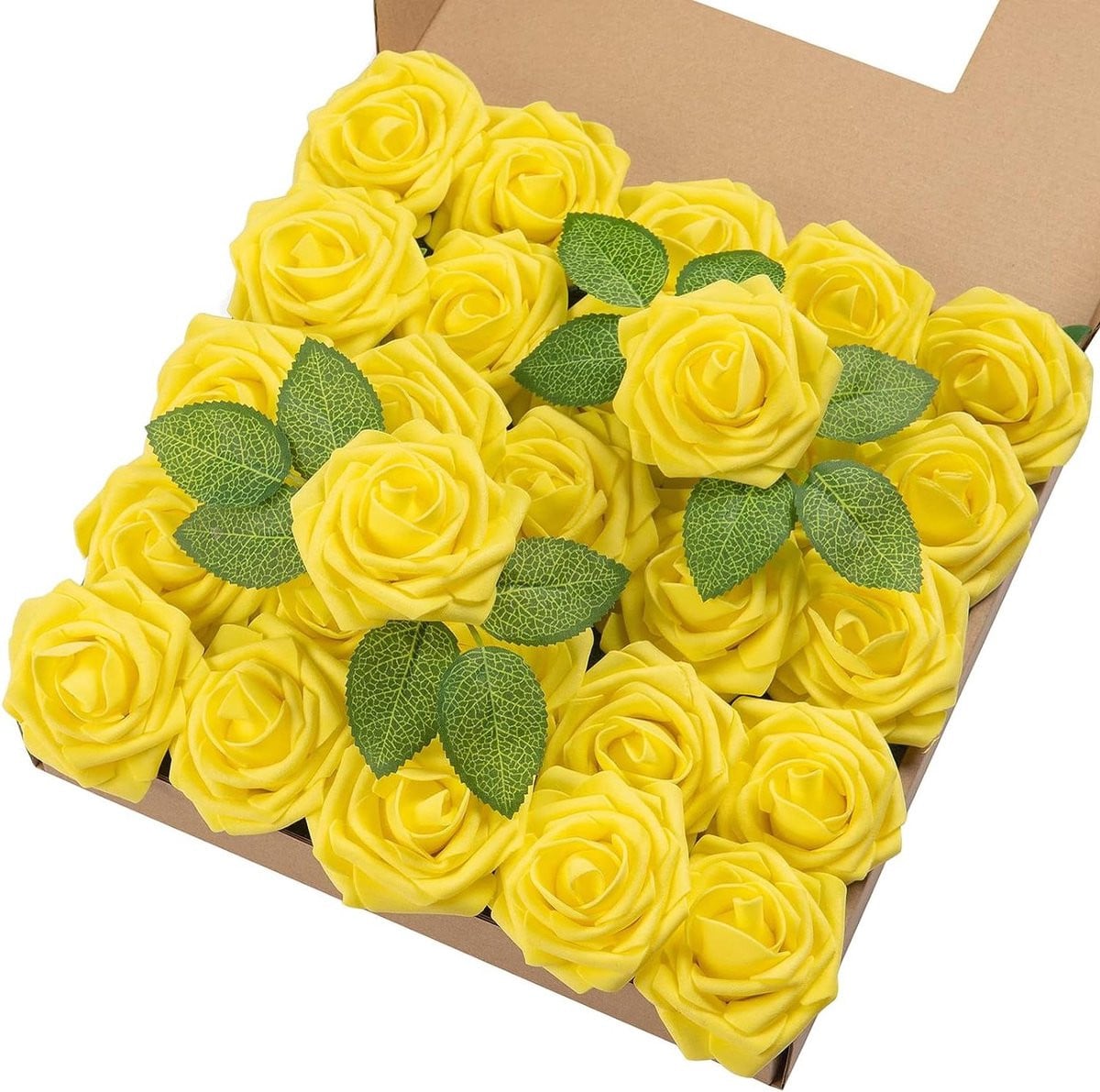 25 stuks Kunstmatige Gele Rozen van PE Foam voor Bruiloft Decoratie