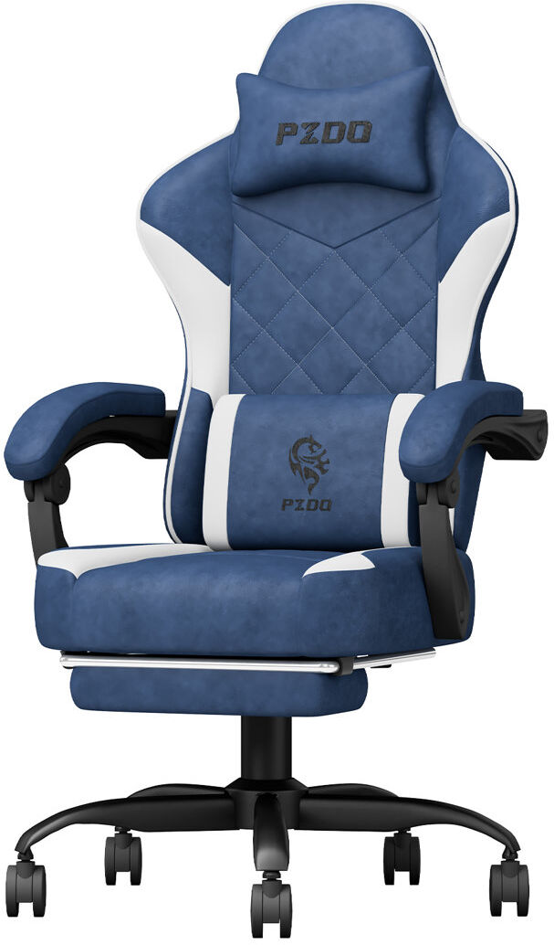 Rebrilliant Gaming Chair, Gaming Chairs for Adults, Ergonomic Computer Chair with Headrest and Lumbar Support, Reclining Pc Gamer Chairs with Footrest, Technical Blue 130cm H X 54cm W X 56cm D