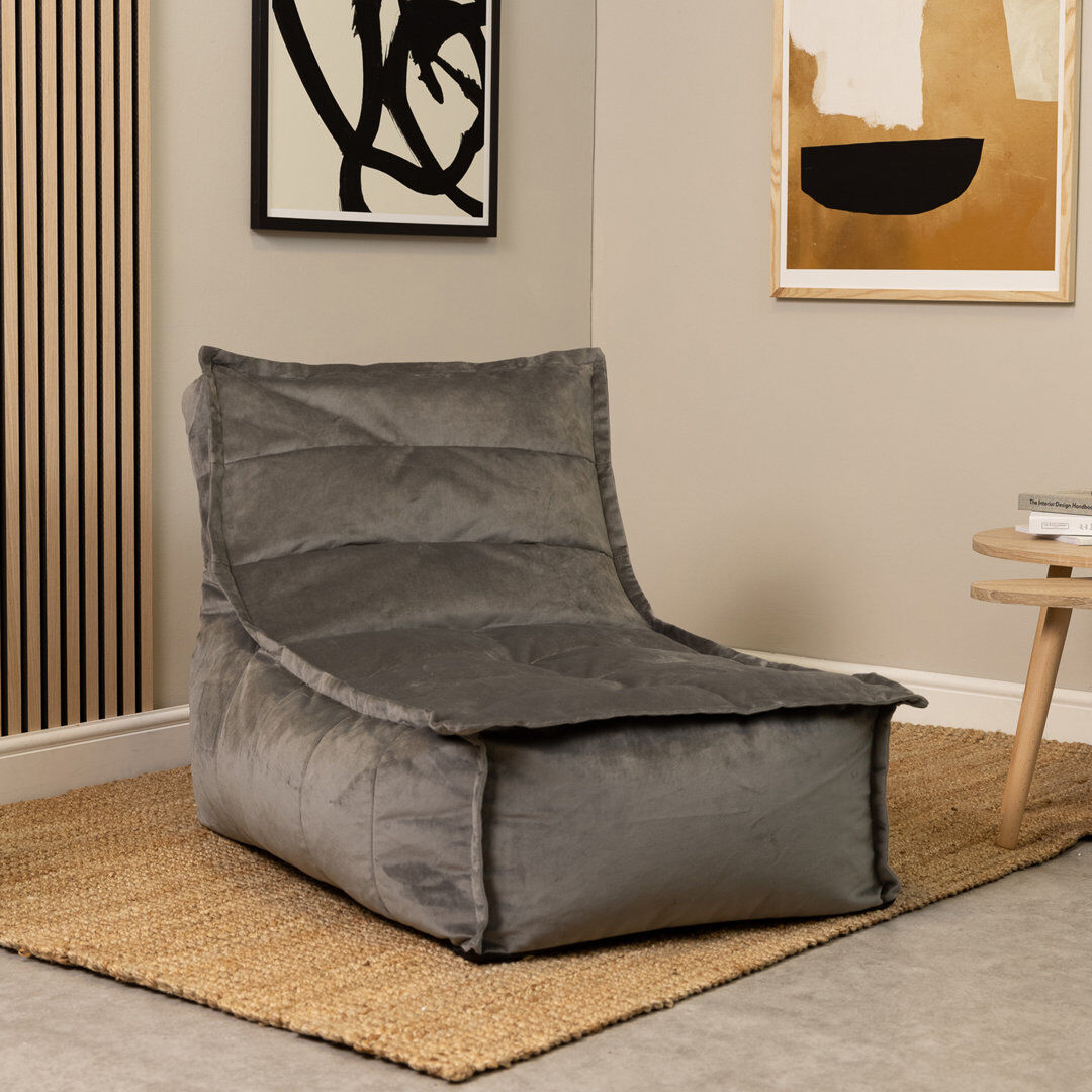 icon Dolce Lounger Bean Bag Ochre Yellow Velvet Bean Bag Chair Charcoal Grey Large