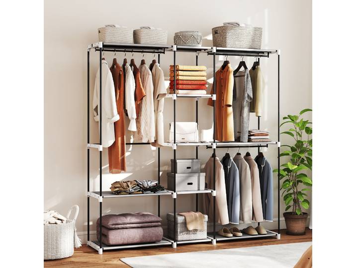 HOMCOM Armoire Ouverte Métal Gris Clair 8 Étagères 182x43x185 cm