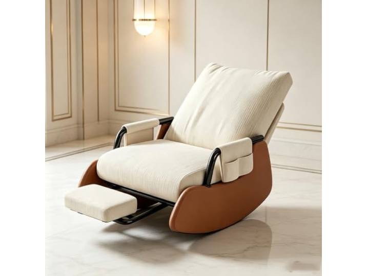 LCNDKF Schaukelsessel Modern – mit Breiter 60cm Sitzfläche Bequemer Schaukelsessel mit 60cm breiter Sitzfläche und platzsparender Beinauflage fürs Wohnzimmer.