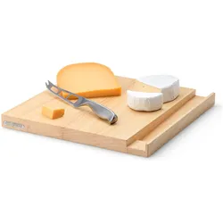Continenta Gummibaum Käsebrett mit Messer, Schneidebrett, Braun