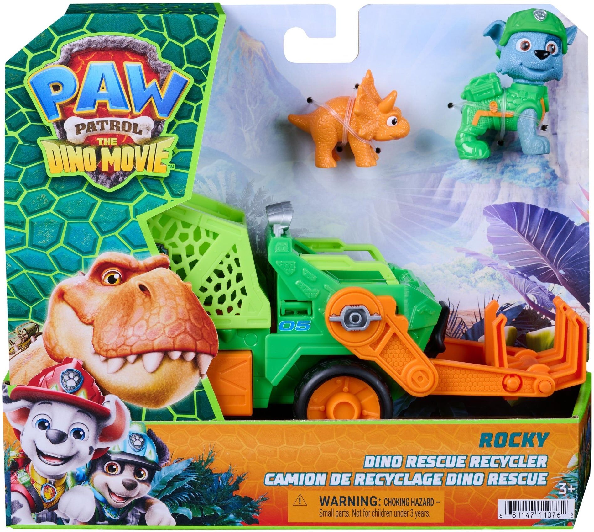 PAW Patrol: The Dino Movie Rocky Dino Rescue Recycler Vehicle for Kids - Green - Spin Master