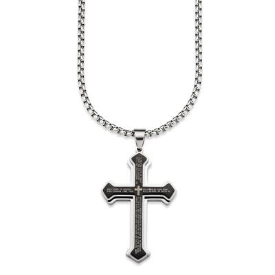 Kette mit Anhänger BRUNO BANANI "Schmuck Geschenk Halskette Kreuz Venezianerkette Silber Schwarz", silber (edelstahlfarben), Halsketten, Herren, Edelstahl, L: 60