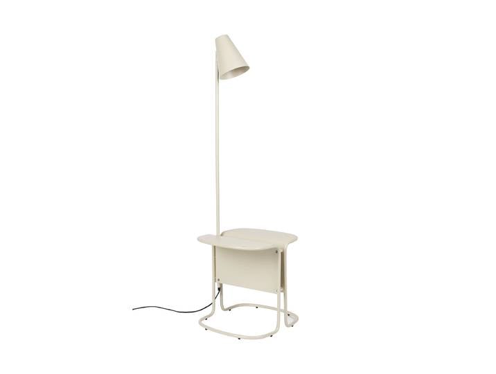 Design Stehlampe „Lustor“ mit integriertem Beistelltisch Beige Zuiver