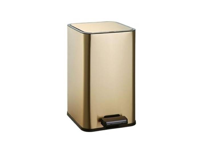 YUHANXINHESHE Quadratischer Mülleimer mit Pedal, aus Edelstahl Deckel, Abfalleimer Absenkautomatik und herausnehmbarem for Wohnzimmer, Schlafzimmer, Büro(Gold)