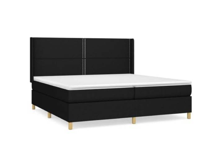 PUGYNBK Boxspringbett, 200 x 200 cm, mit schwarzer Stoffmatratze Verstellbares Kopfteil, Taschenfedern, mittlere Unterstützung, atmungsaktiv, langlebig