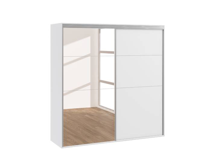 Kleiderschrank Schiebetüren mit Spiegel REVA 200 cm weiss