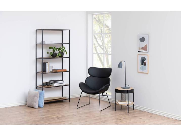 Loungesessel Schwarz/Schwarz Sitzbezug: Kunstleder Sitzrahmen: Sperrholz Beine: Eisen, pulverbeschichtet Schwarz 69 x 91cm