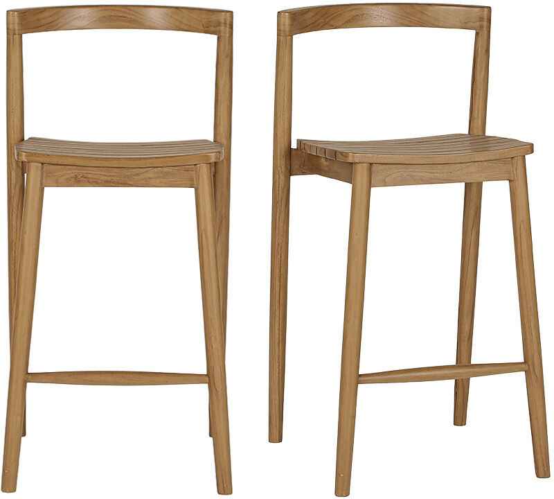 Miliboo Stapelbare Gartenhocker aus massivem Teakholz H70 cm (Set mit 2) OMBAK