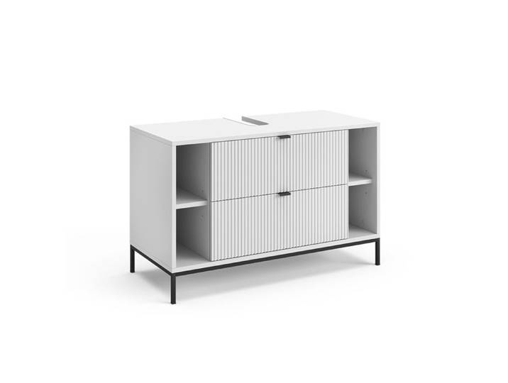 Meuble sous vasque simple Eliza 100x63cm avec 2 tiroirs coulissants Blanc Vicco 59582